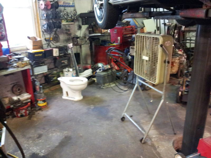 A toilet from Adolf Hitler's yacht in Greg Kohfeldt's garage in Florence, New Jersey.