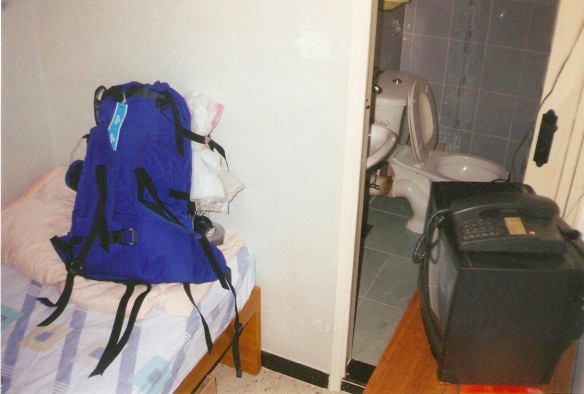 Private room in a guesthouse in the Chungking Mansions, Hong Kong.