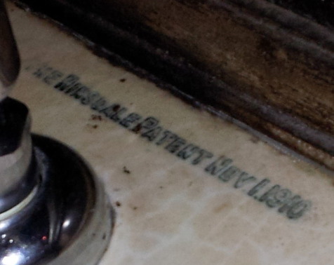 Large urinal patented November 1, 1910, inside Old Town Bar on 18th Street in the Flatiron District.