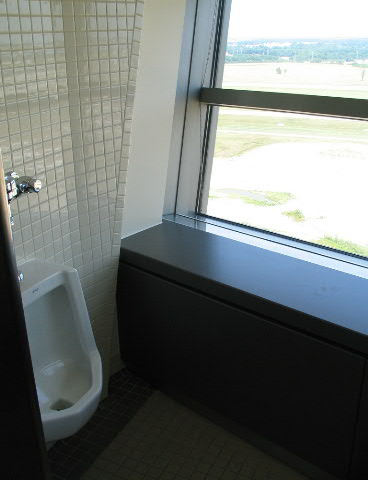 Toilet at the Indianapolis Air Traffic Control tower.