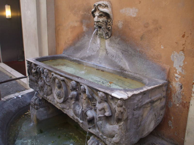 Fountain near SMOM in Rome, Italy.