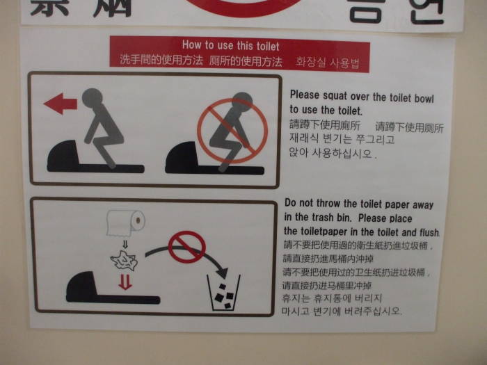 Instructional sign at a squat toilet at Ginkaku-ji temple in Kyōto.