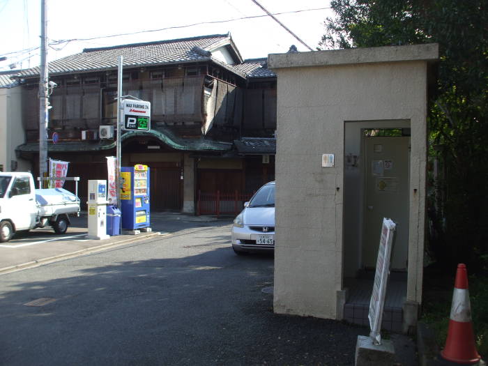 Squat toilet along Takase Canal in Kyōto.