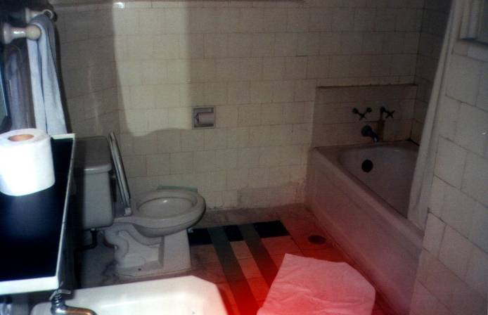 Toilet, sink, shower and tub at Hotel Isabela, Mexico City.