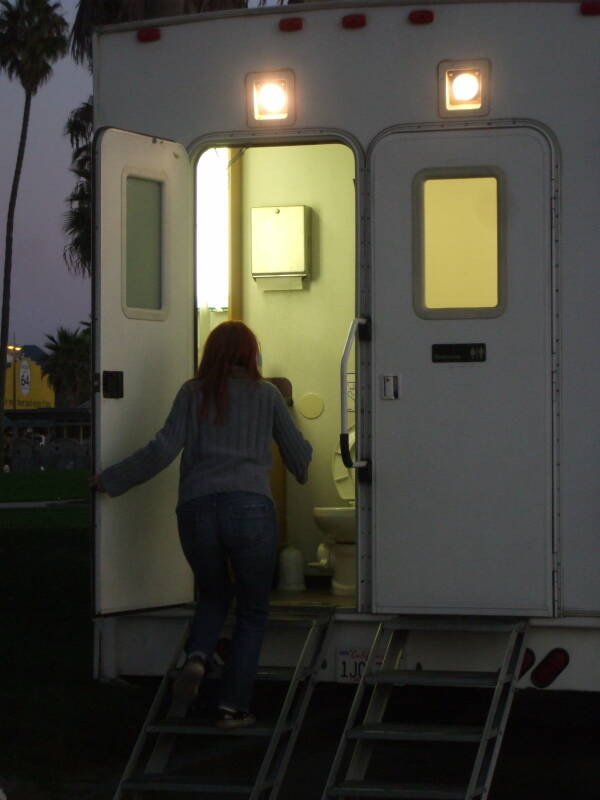 Film crew logistical truck at Venice Beach, California.