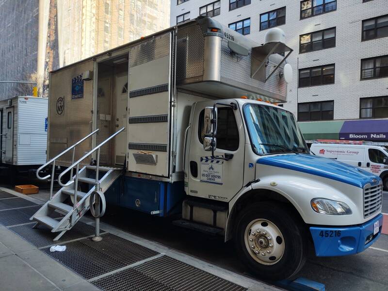 Film crew toilets on Park Avenue at 87th Street on the Upper East Side.