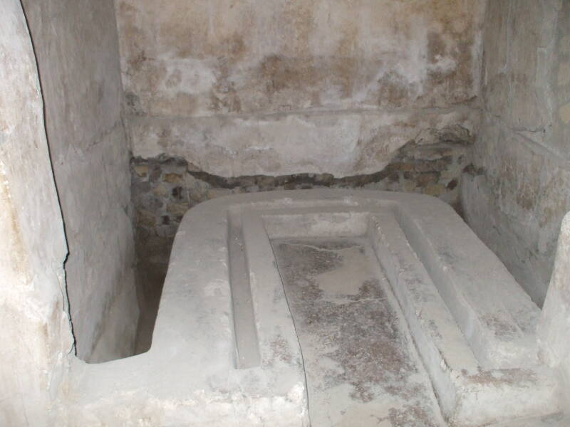 Latrine inside the Roman Emperor Nero's Villa Poppaea near Pompeii.