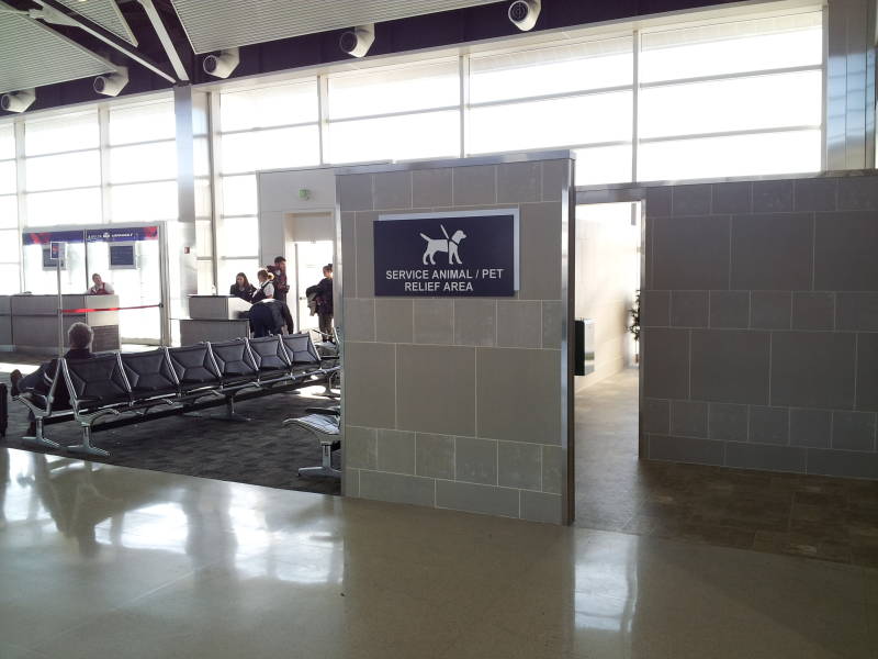 Service animal and pet relief area at Detroit airport.