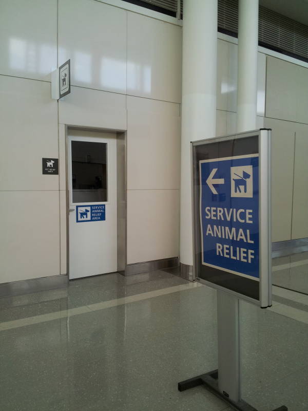 Service animal and pet relief area at Washington Dulles International Airport.