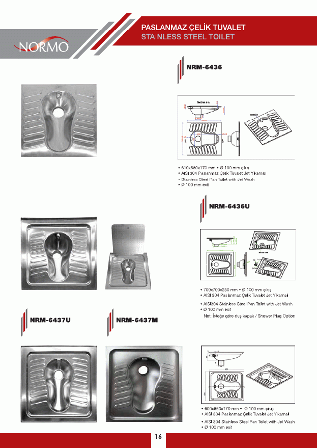 Page from the Normo catalog of in-floor squat toilets.