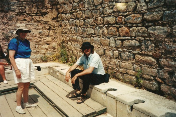 Ancient Greek toilets in Ephesus, in west Turkey.