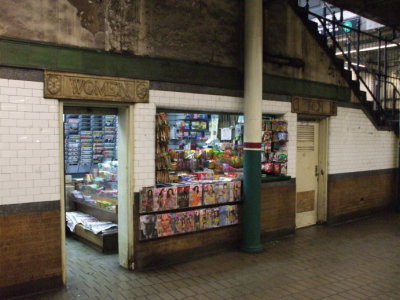 Former toilets in the Astor Place subway station in Manhattan, New York.