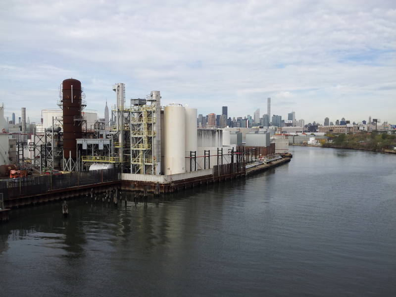 Newtown Creek, dividing Brooklyn from Queens.