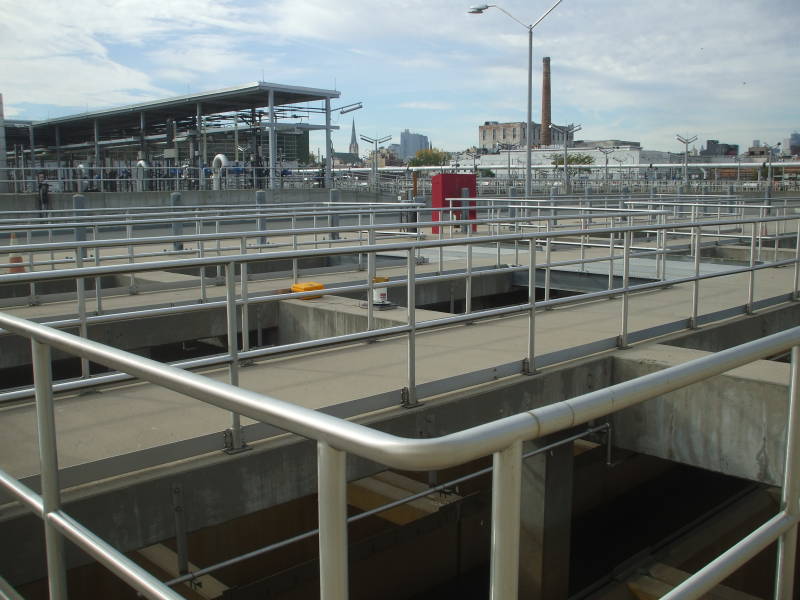 Aeration and sedimentation tanks at the Newtown Creek Wastewater Treatment Plant.