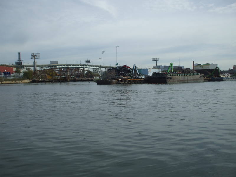 Junk cars are collected along Newtown Creek across from the Nature Walk.