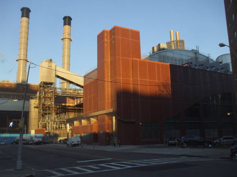 Thirteenth Street Pumping Station, on Avenue D between 12th Street and 13th Street. Sewage from lower and eastern Manhattan is pumped from here underneath the East River to the Newtown Creek treatment plant.