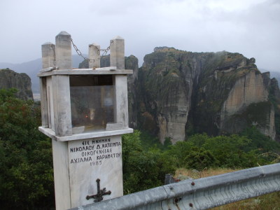 Roadside Greek Orthodox shrine in Meteora, Greece.