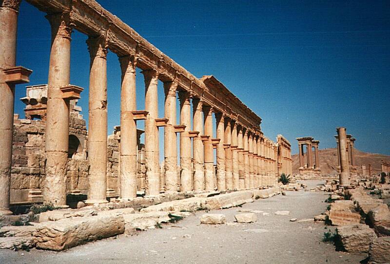 Column-lined street from the Temple of Bel at Palmyra