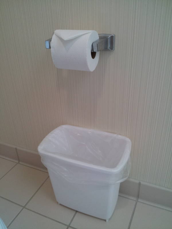 Toilegami or folded toilet paper at the Residence Inn hotel in Herndon, Virginia.