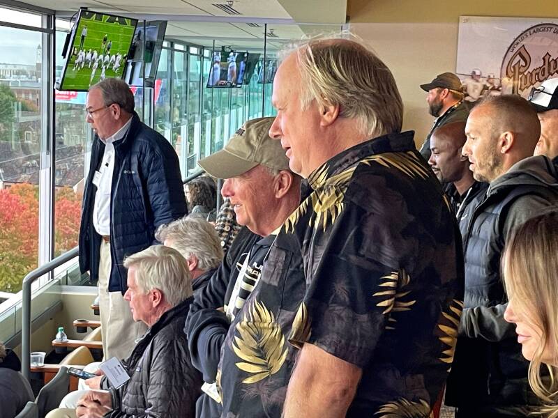 The Toilet Guru and Purdue President Mitch Daniels in the President's Box at Ross-Ade Stadium