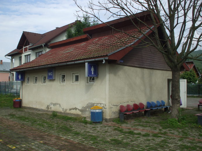 Public washrooms at the train station in Gura Humorului, Romania.