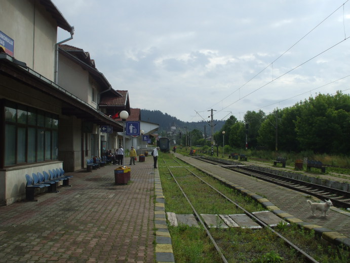 Platform at the train station in Gura Humorului, Romania.