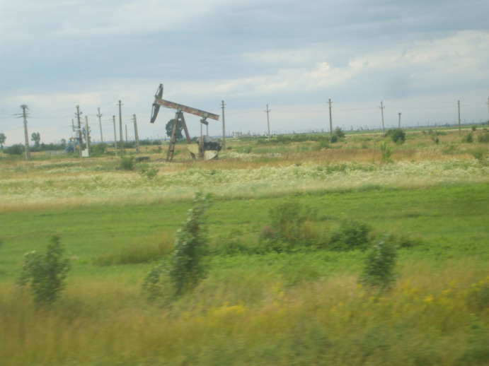 Oil wells in the Romanian oil fields.