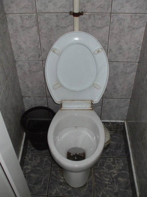 Toilet at the train station in Suceava, Romania.