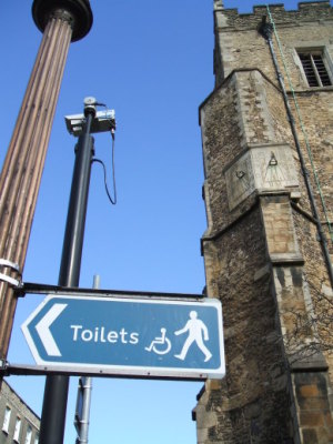Giant toilet this direction!