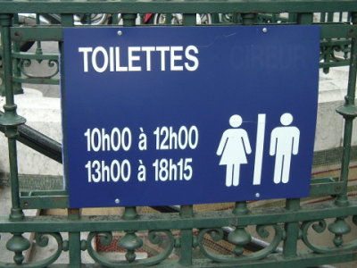 Paris public toilets are closed for lunch.
