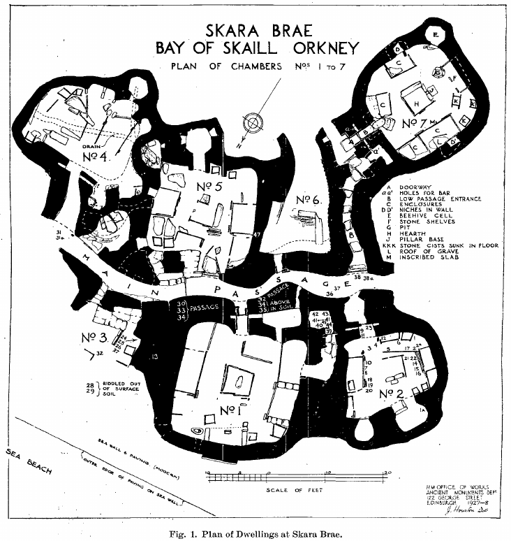 Plan of Dwellings at Skara Brae.