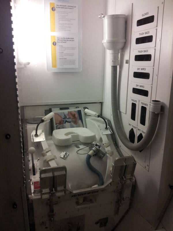 Toilet on board the U.S. Space Shuttle.