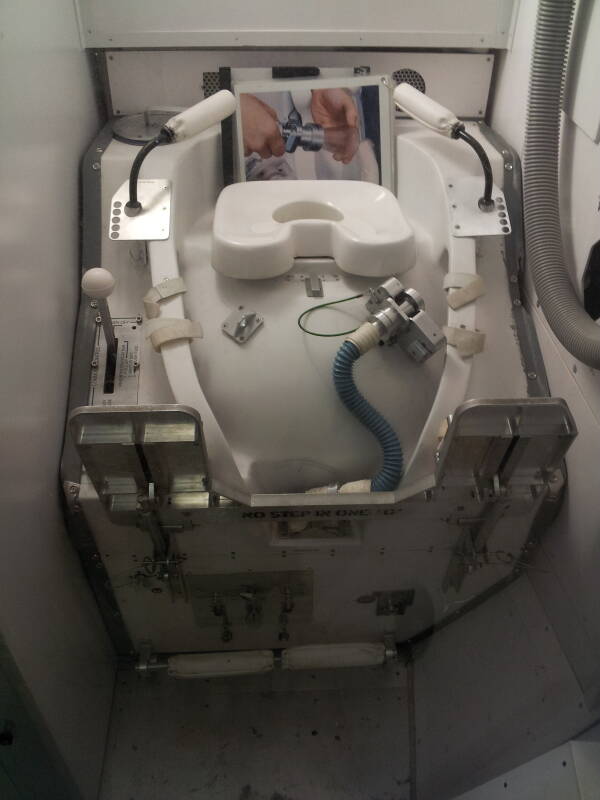 space shuttle woman bathroom