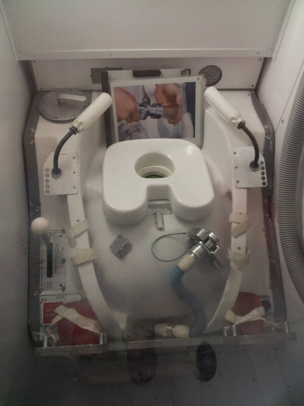 space shuttle woman bathroom