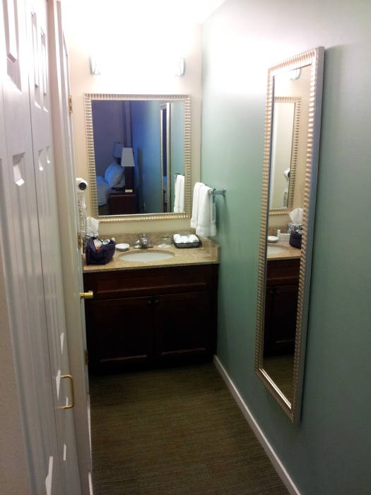 Hotel suite: sink and mirror.