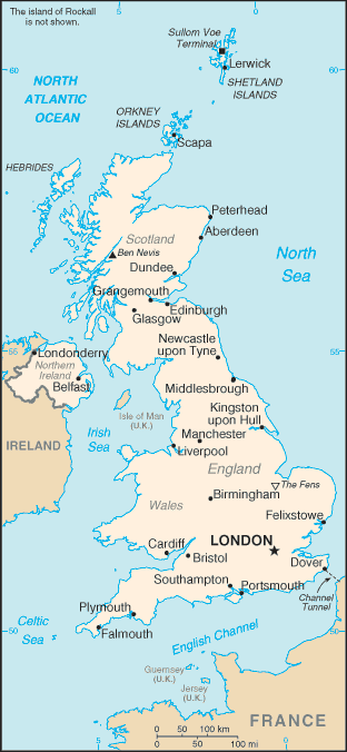 US Government map of Britain.