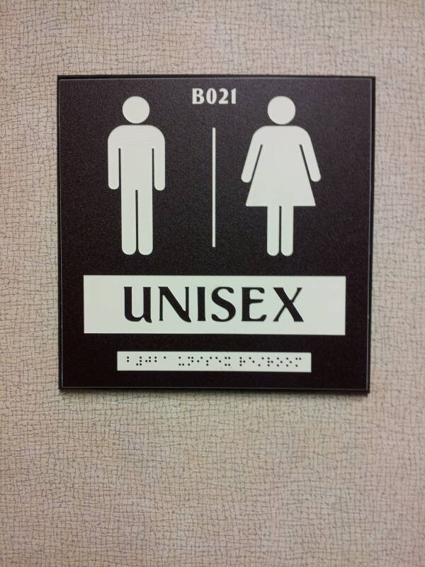 Unisex sign on a public restroom.