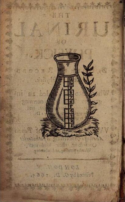 Illustration of a uroscopy matula or jordan in 'The Urinal of Physick' by Robert Recorde, 1548.