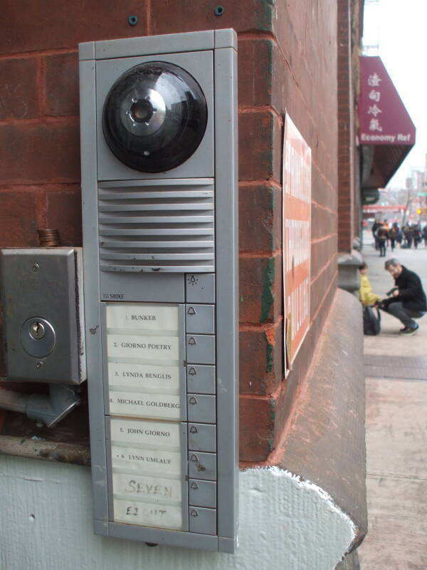 Exterior of 'Tne Bunker', 222 Bowery, William S Burroughs' home in a former YMCA.