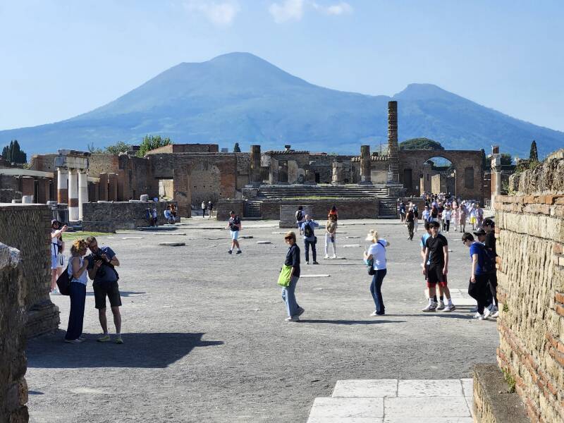 View of Mount Vesuvius from Pompeii.