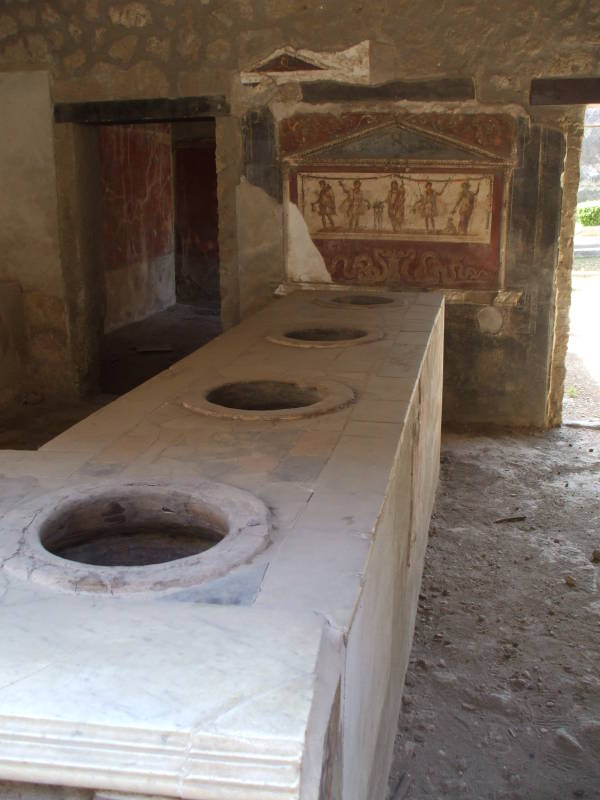 Olive oil shop or tavern at Pompeii.