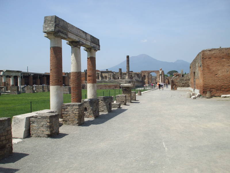 View of Mount Vesuvius from Pompeii.
