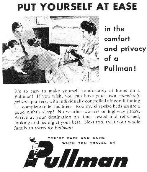 1962 advertisement of Pullman sleeping cars by Seaboard Railroad, from https://commons.wikimedia.org/wiki/File:Pullman_advertisement.jpg