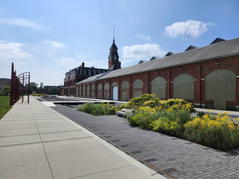 Shops and the central administration building.
