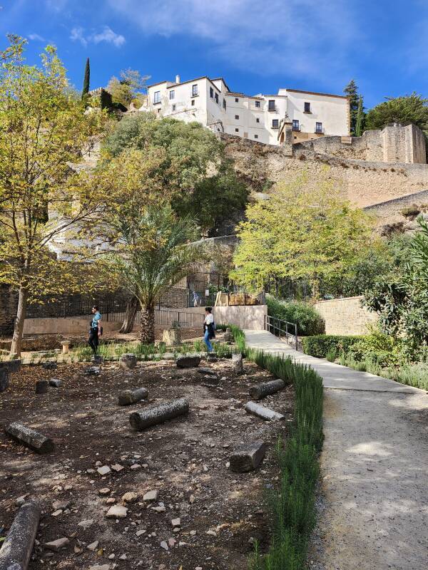Garden with view up to inner city wall and the lane from the Arab Bridge.