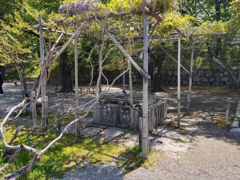 Cistern or uma arai-ishi within the inner bailey of Aizu-wakamatsu castle.