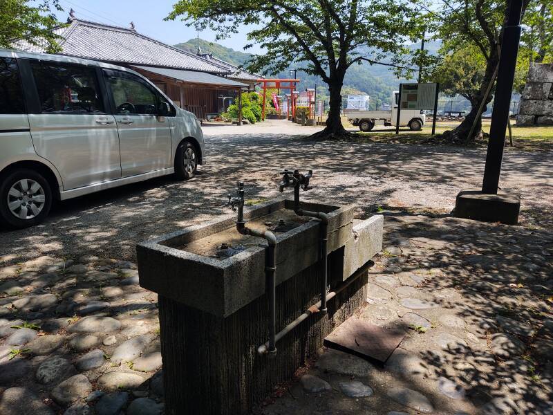 Water fountains within Usuki castle.