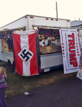 Vendor selling goods for Trump supporters.