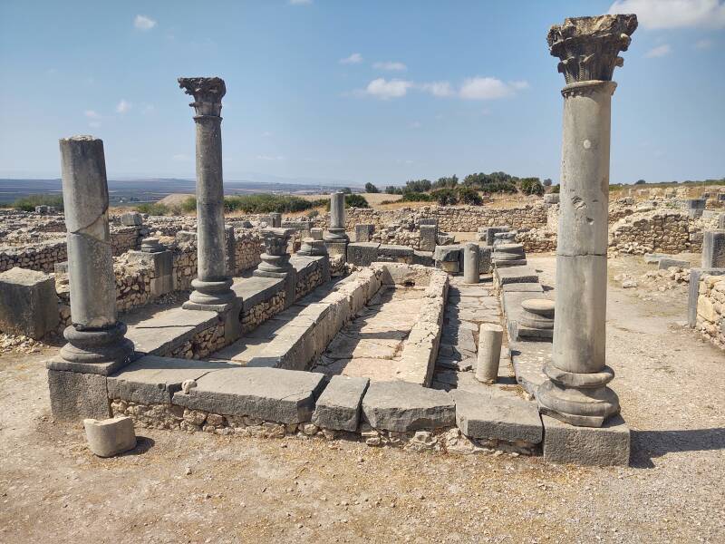 Rectangular basin in the House of the Bathing Nymphs at Volubilis.