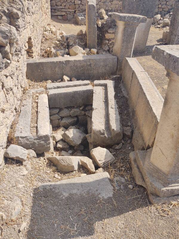 Poorly restored latrine in the House of Dionysus at Volubilis.